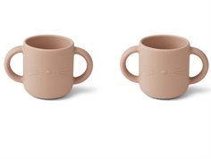 Liewood cat rose silicone cup with handle Gene (2-pack)